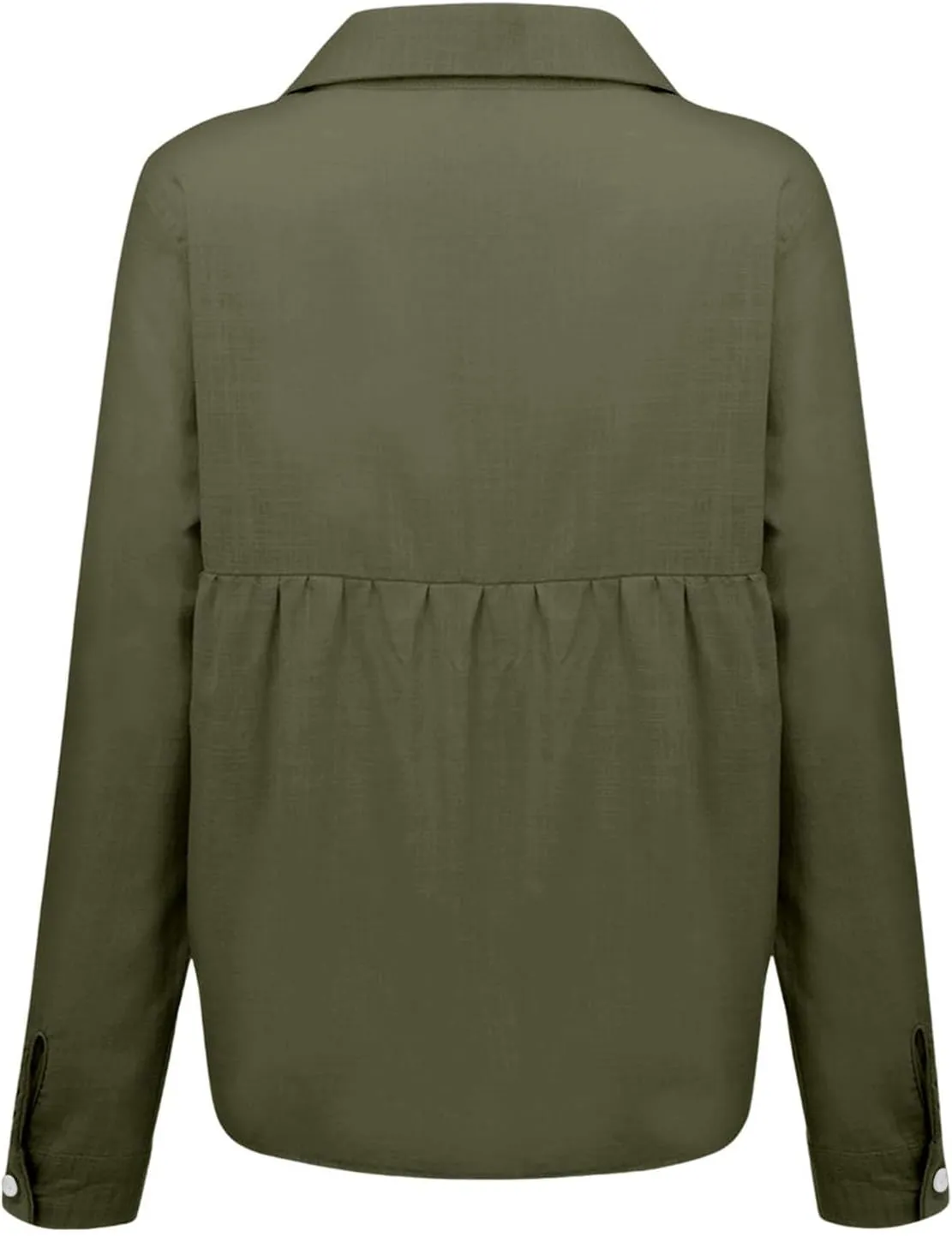 Tops for Women Trendy Summer Casual Plus Size Button Down T-Shirt Long Sleeve Linen Lightweight Fit Top with Pocket