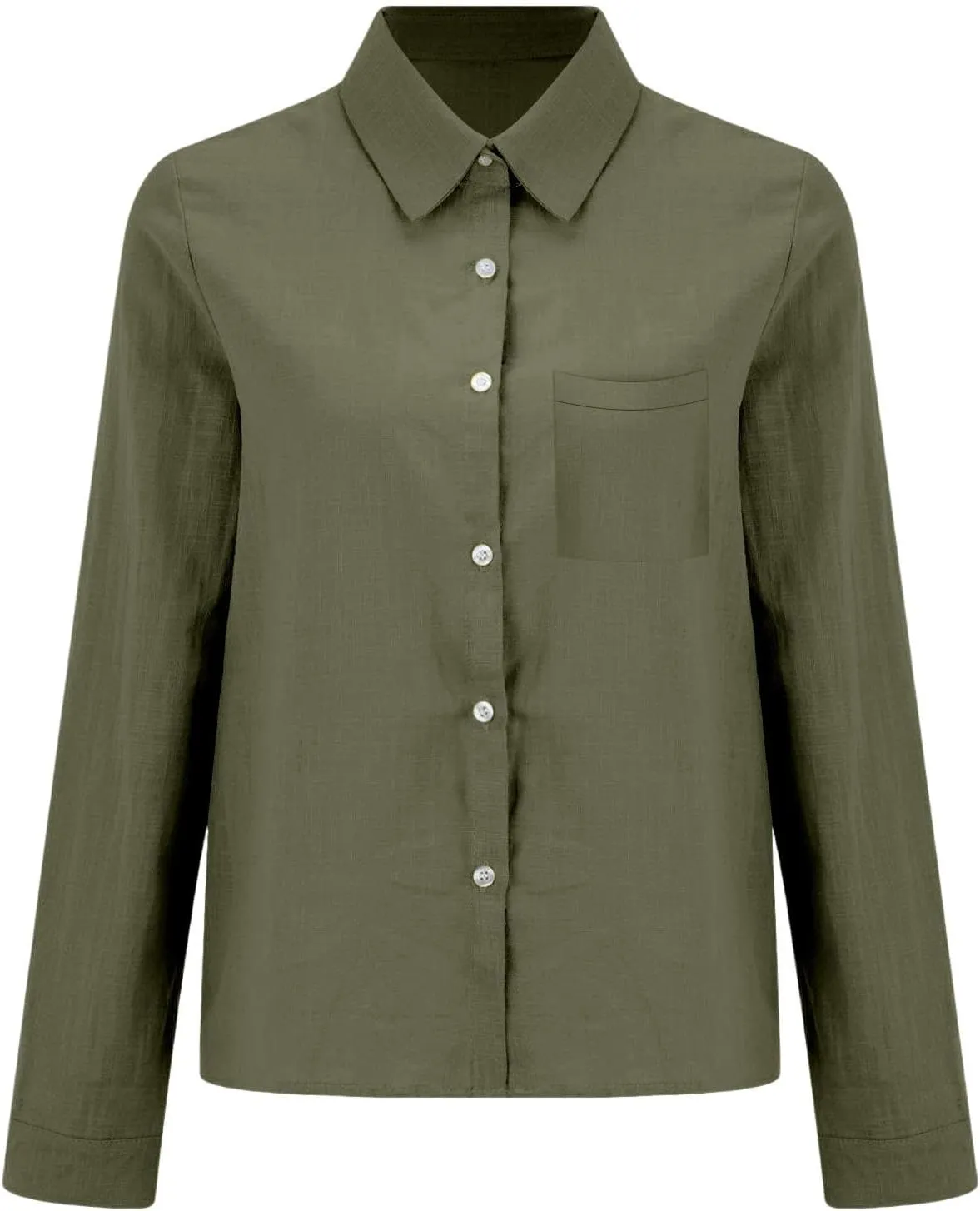 Tops for Women Trendy Summer Casual Plus Size Button Down T-Shirt Long Sleeve Linen Lightweight Fit Top with Pocket