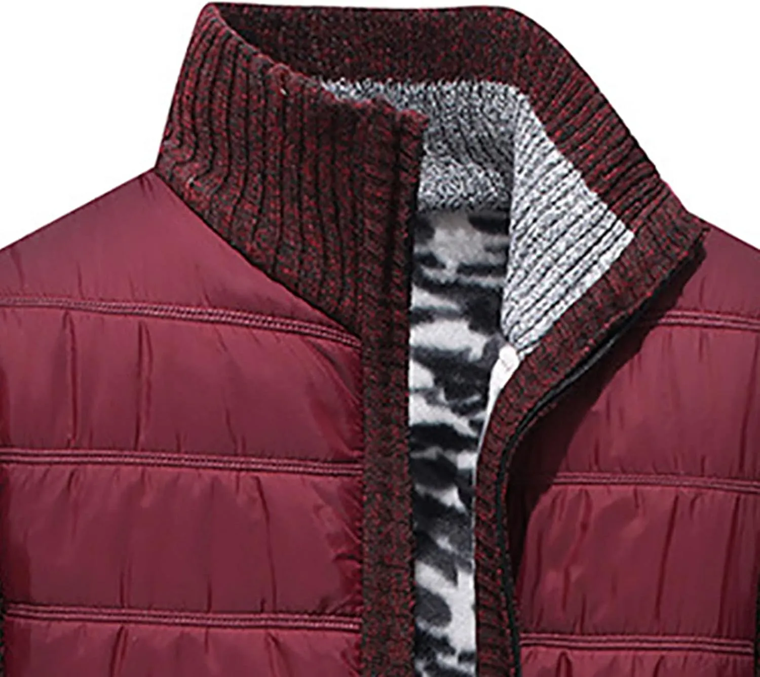 tuduoms Men's Thermal Chunky Knit Sweaters Stand Collar Full Zip Cardigan Jacket Thick Fleece Lined Cotton Padded Overcoats
