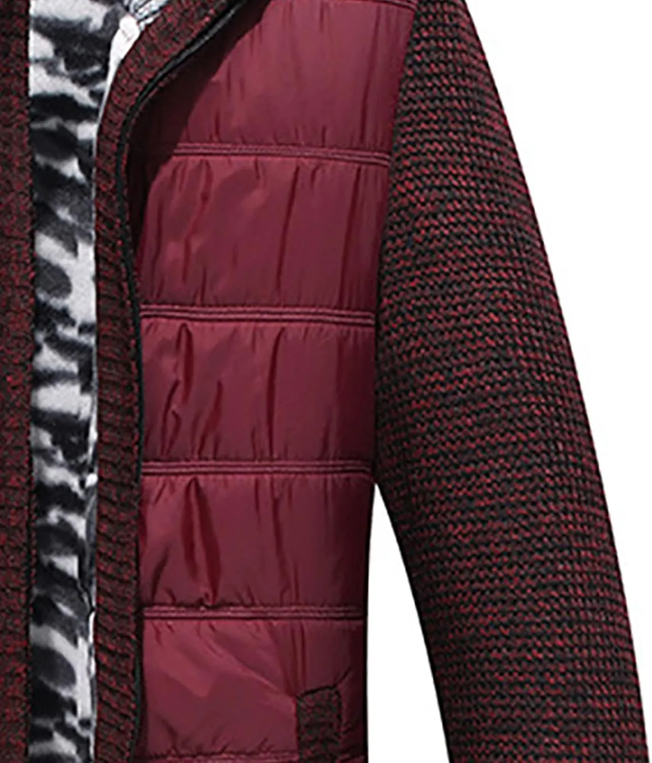 tuduoms Men's Thermal Chunky Knit Sweaters Stand Collar Full Zip Cardigan Jacket Thick Fleece Lined Cotton Padded Overcoats