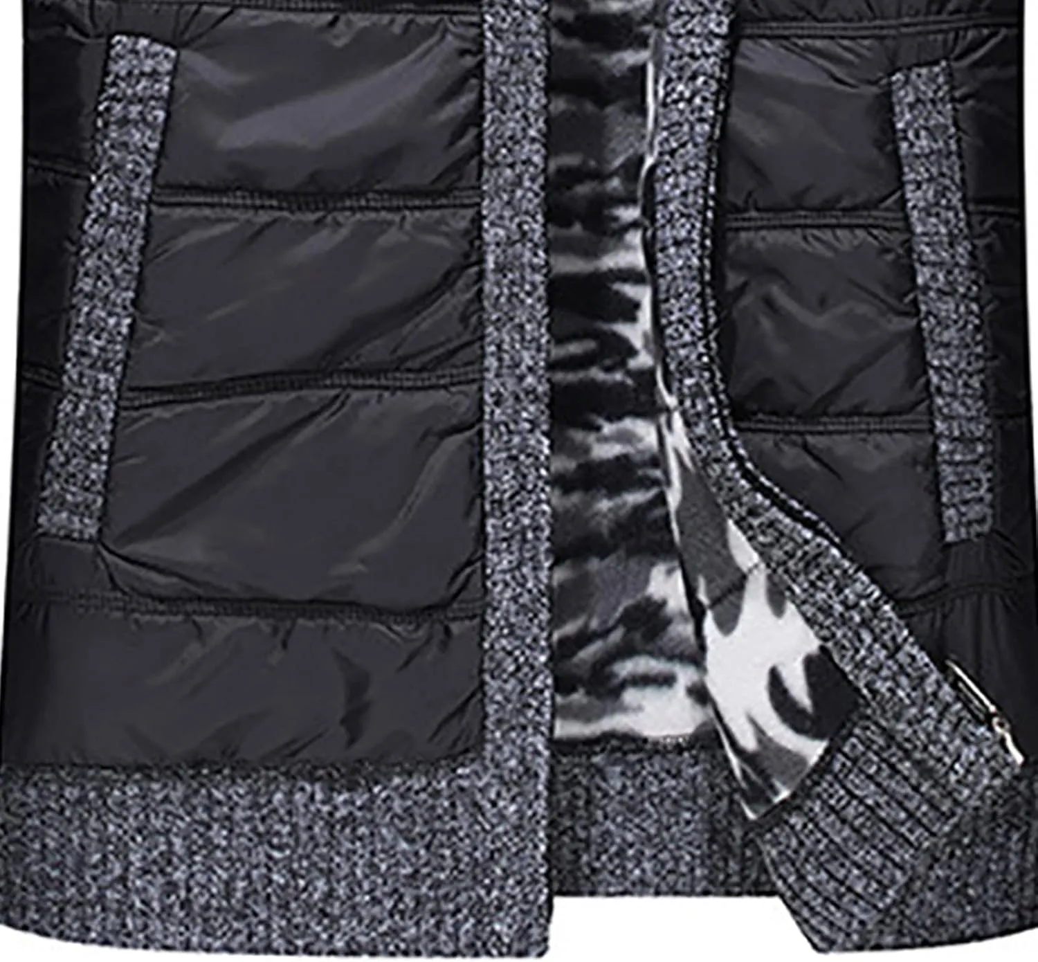 tuduoms Men's Thermal Chunky Knit Sweaters Stand Collar Full Zip Cardigan Jacket Thick Fleece Lined Cotton Padded Overcoats