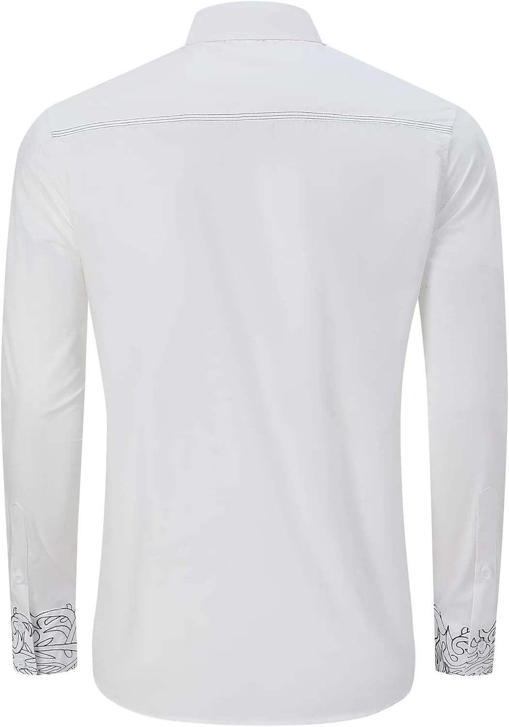 TURETRENDY Men's Western Cowboy Shirt Long Sleeve Cotton Embroidered Casual Button Down Work Shirt with Pockets