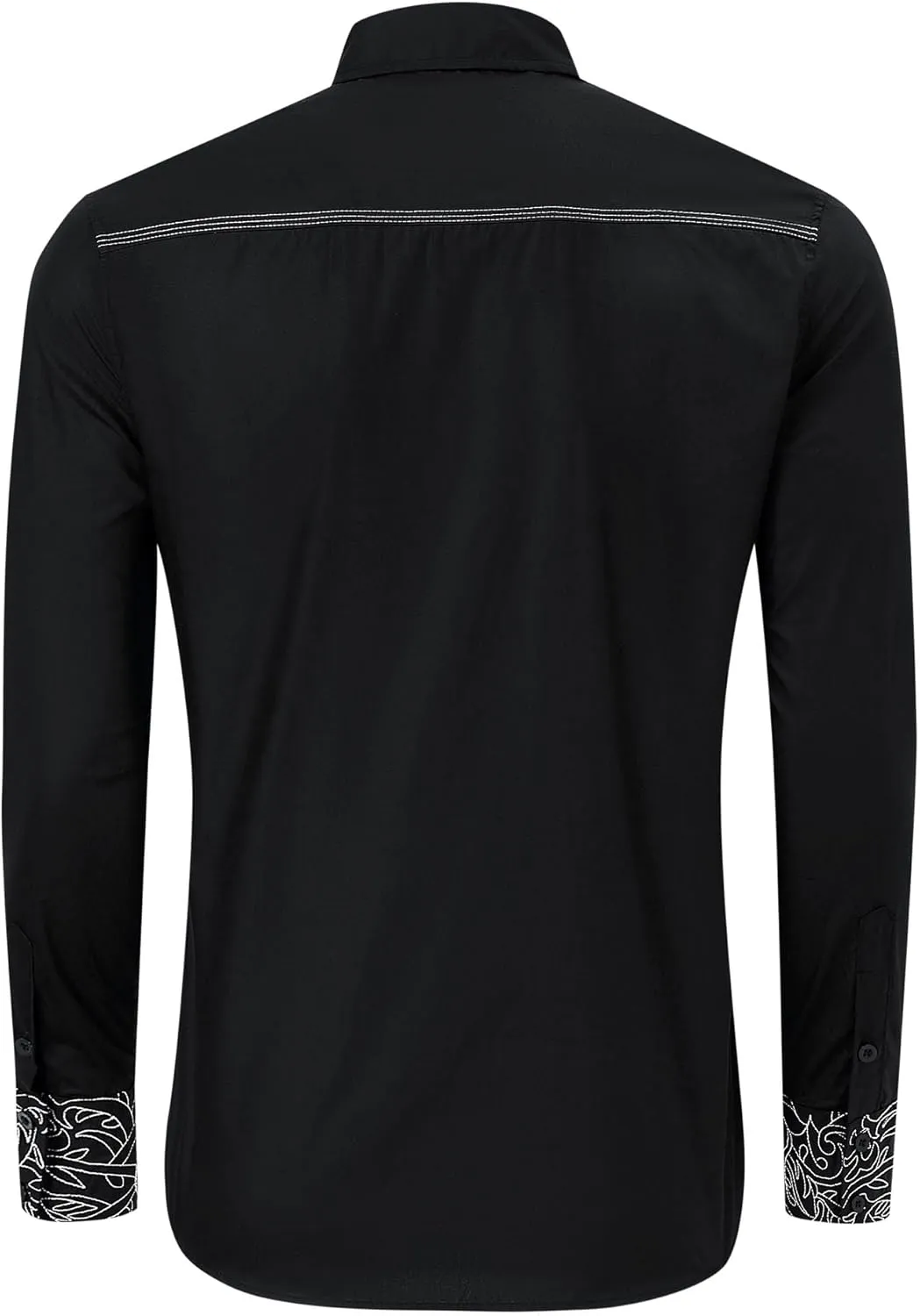 TURETRENDY Men's Western Cowboy Shirt Long Sleeve Cotton Embroidered Casual Button Down Work Shirt with Pockets