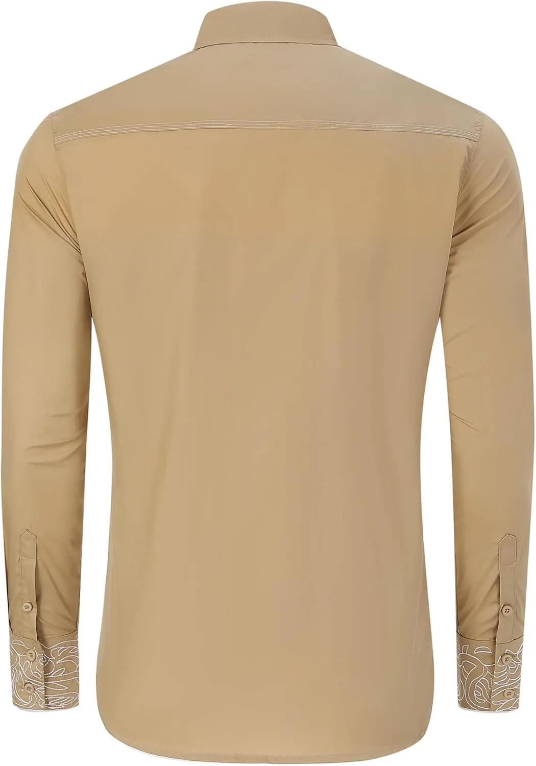 TURETRENDY Men's Western Cowboy Shirt Long Sleeve Cotton Embroidered Casual Button Down Work Shirt with Pockets
