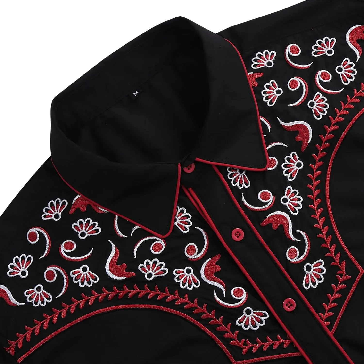 TURETRENDY Men's Western Embroidered Long Sleeve Cowboy Button Down Shirt