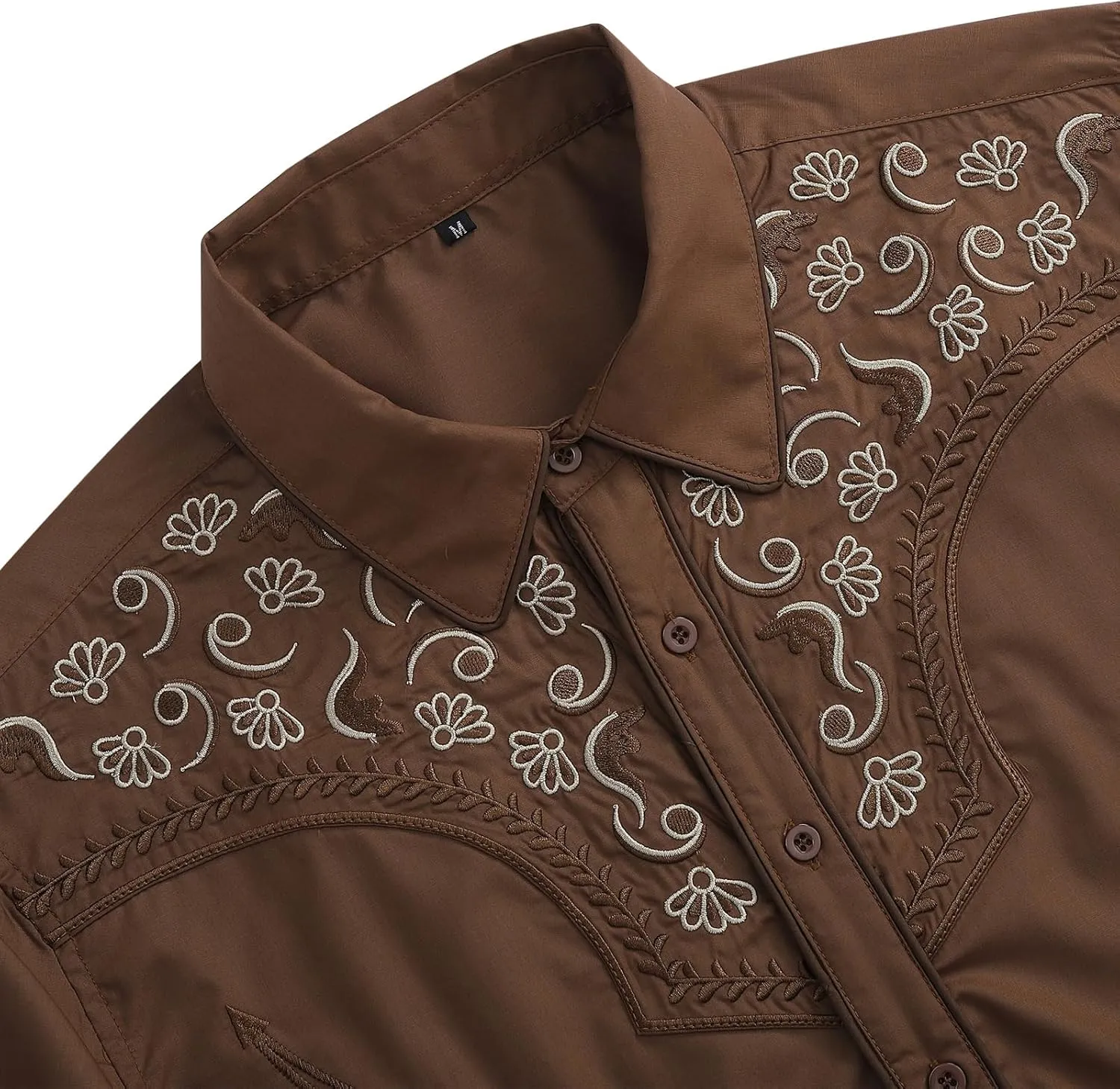 TURETRENDY Men's Western Embroidered Long Sleeve Cowboy Button Down Shirt