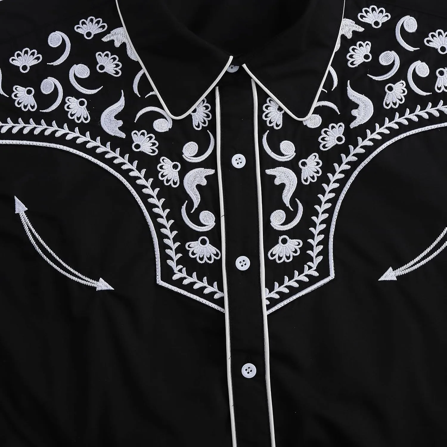 TURETRENDY Men's Western Embroidered Long Sleeve Cowboy Button Down Shirt