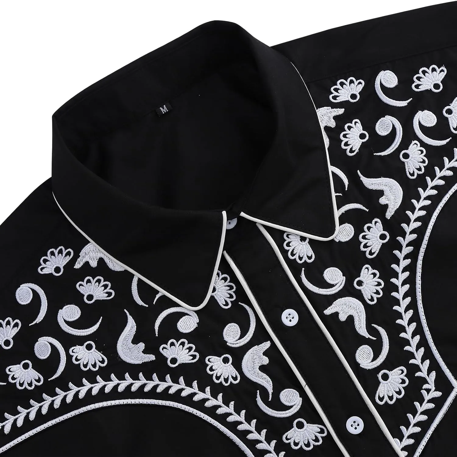 TURETRENDY Men's Western Embroidered Long Sleeve Cowboy Button Down Shirt