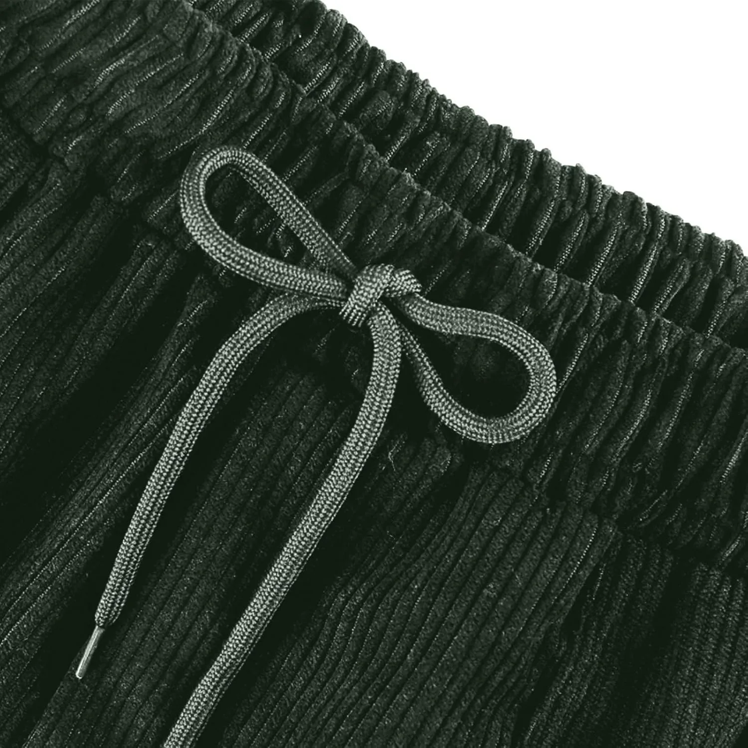 Uillui Lounge Pants for Women Elastic Waist Drawstring Corduroy Trousers Loose Fit Straight Leg Long Pants Comfort Work Pant