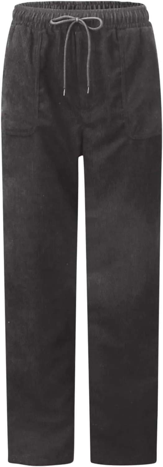 Uillui Lounge Pants for Women Elastic Waist Drawstring Corduroy Trousers Loose Fit Straight Leg Long Pants Comfort Work Pant