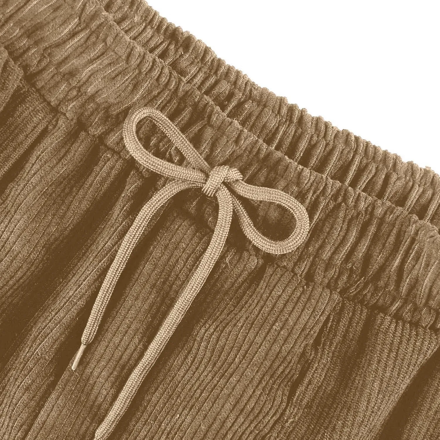 Uillui Lounge Pants for Women Elastic Waist Drawstring Corduroy Trousers Loose Fit Straight Leg Long Pants Comfort Work Pant
