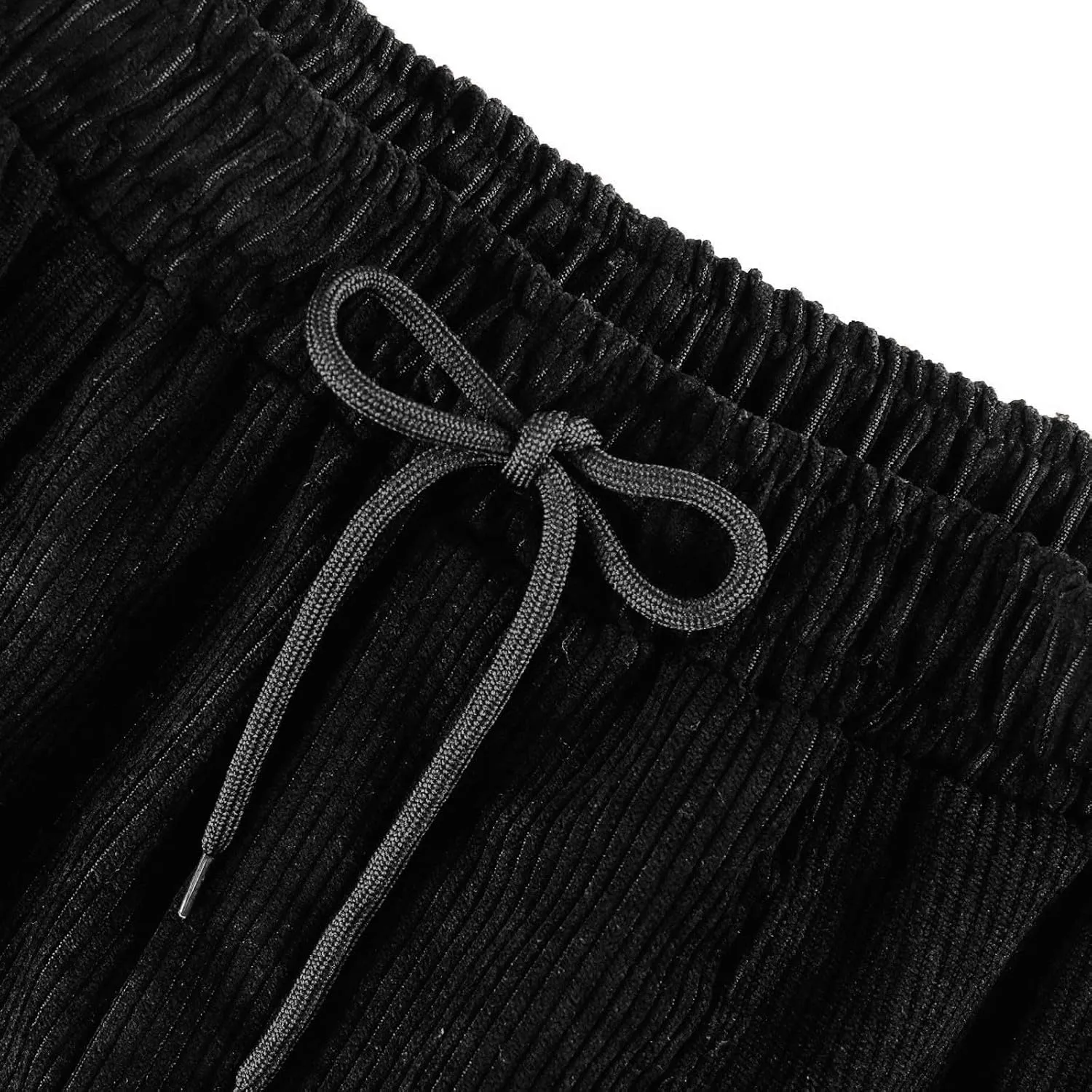 Uillui Lounge Pants for Women Elastic Waist Drawstring Corduroy Trousers Loose Fit Straight Leg Long Pants Comfort Work Pant
