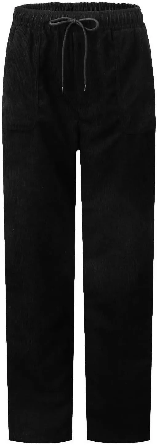 Uillui Lounge Pants for Women Elastic Waist Drawstring Corduroy Trousers Loose Fit Straight Leg Long Pants Comfort Work Pant