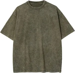 Vamtac Cotton T Shirts for Men Oversized Vintage Tshirt Wash Short Sleeves Casual Solid Summer Tops