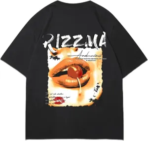Verdusa Men's Oversized Vintage Graphic Tees Lip Print Round Neck Cotton Short Sleeve T Shirt
