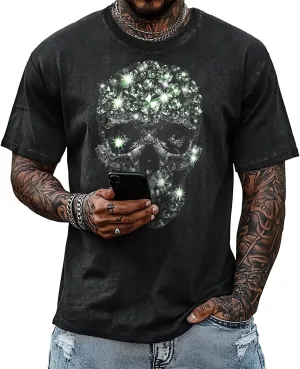 Vintage Graphic Tees for Men Casual Streetwear Print Crewneck Short Sleeve T-Shirts Oversized Summer Tops