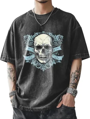 Vintage Graphic Tees for Men Casual Streetwear Print Crewneck Short Sleeve T-Shirts Oversized Summer Tops