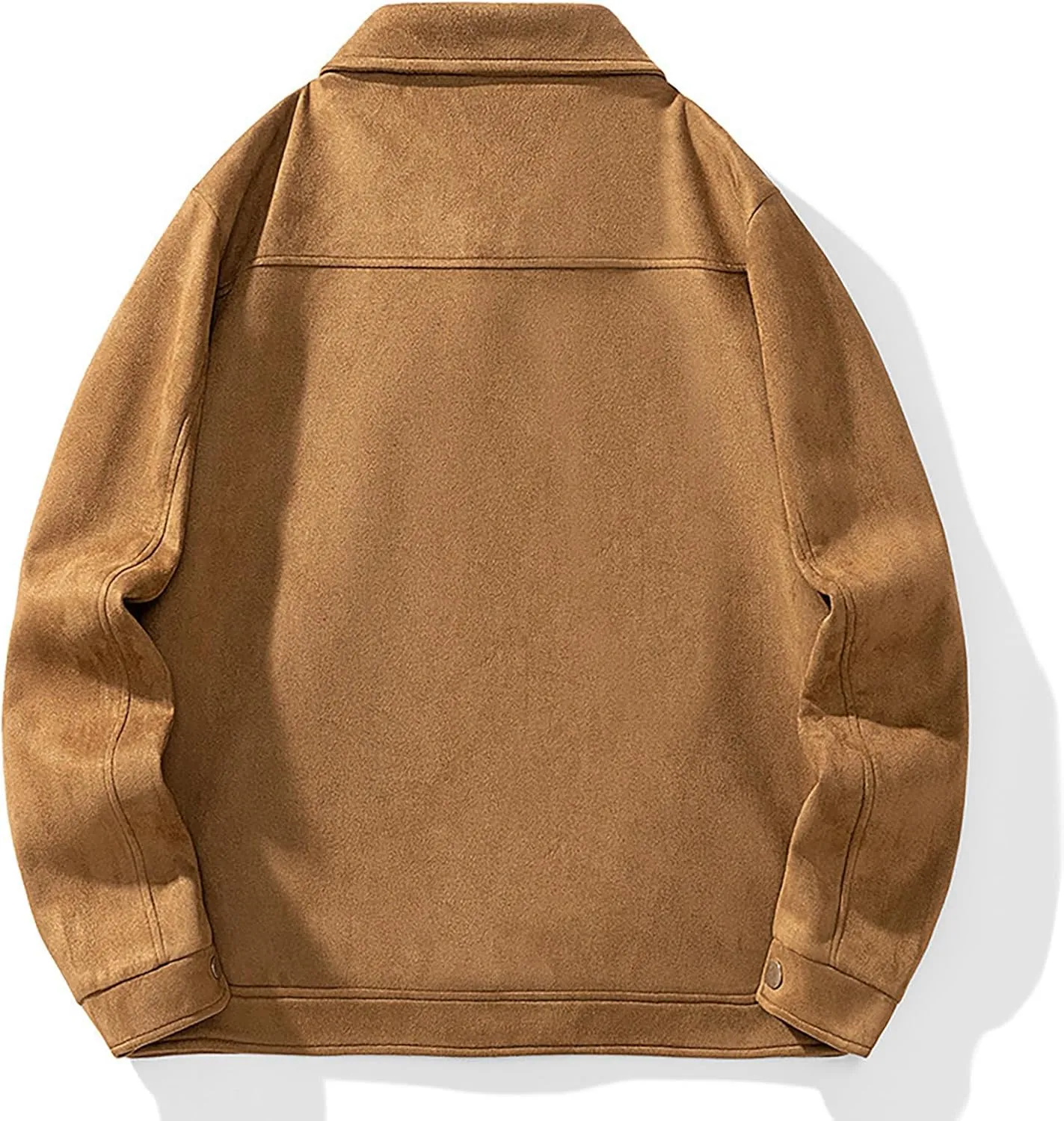 Vintage Trucker Suede Leather Jacket for Men Shirt Collar Jackets Western Style Cowboy Mens Faux Leather Coat Outwear