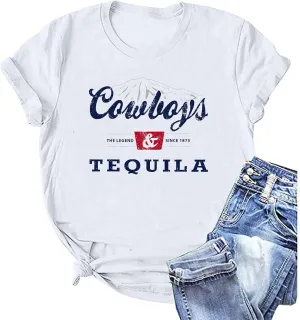 Western Cowboy Shirts Vintage Graphic Tees for Women Cowgirl Country Music Concert Tshirts Funny Retro Rodeo Shirt