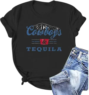 Western Cowboy Shirts Vintage Graphic Tees for Women Cowgirl Country Music Concert Tshirts Funny Retro Rodeo Shirt