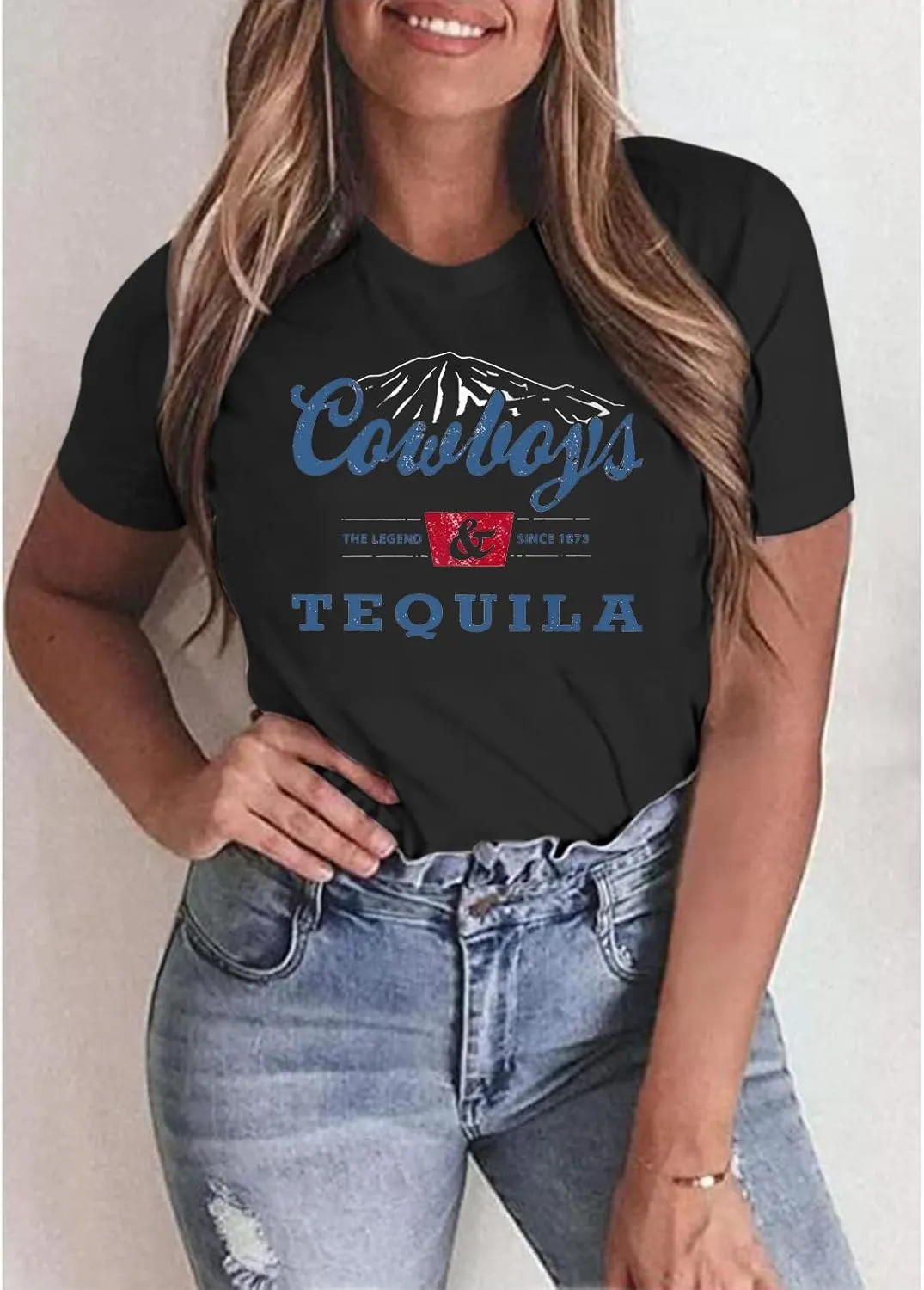 Western Cowboy Shirts Vintage Graphic Tees for Women Cowgirl Country Music Concert Tshirts Funny Retro Rodeo Shirt