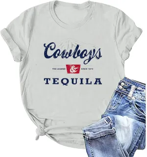 Western Cowboy Shirts Vintage Graphic Tees for Women Cowgirl Country Music Concert Tshirts Funny Retro Rodeo Shirt