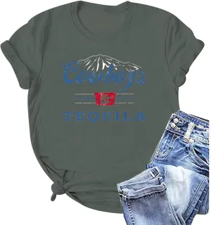 Western Cowboy Shirts Vintage Graphic Tees for Women Cowgirl Country Music Concert Tshirts Funny Retro Rodeo Shirt