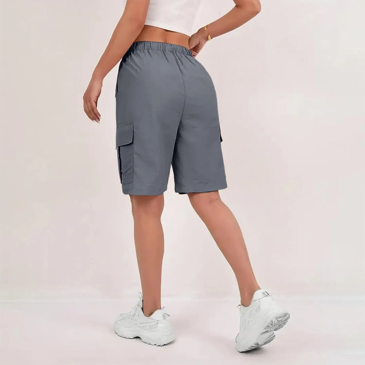 Wide Leg Bermuda Shorts for Women High Waisted Wide Leg Cargo Shorts Summer Baggy Waterproof Hiking Pants with Pockets