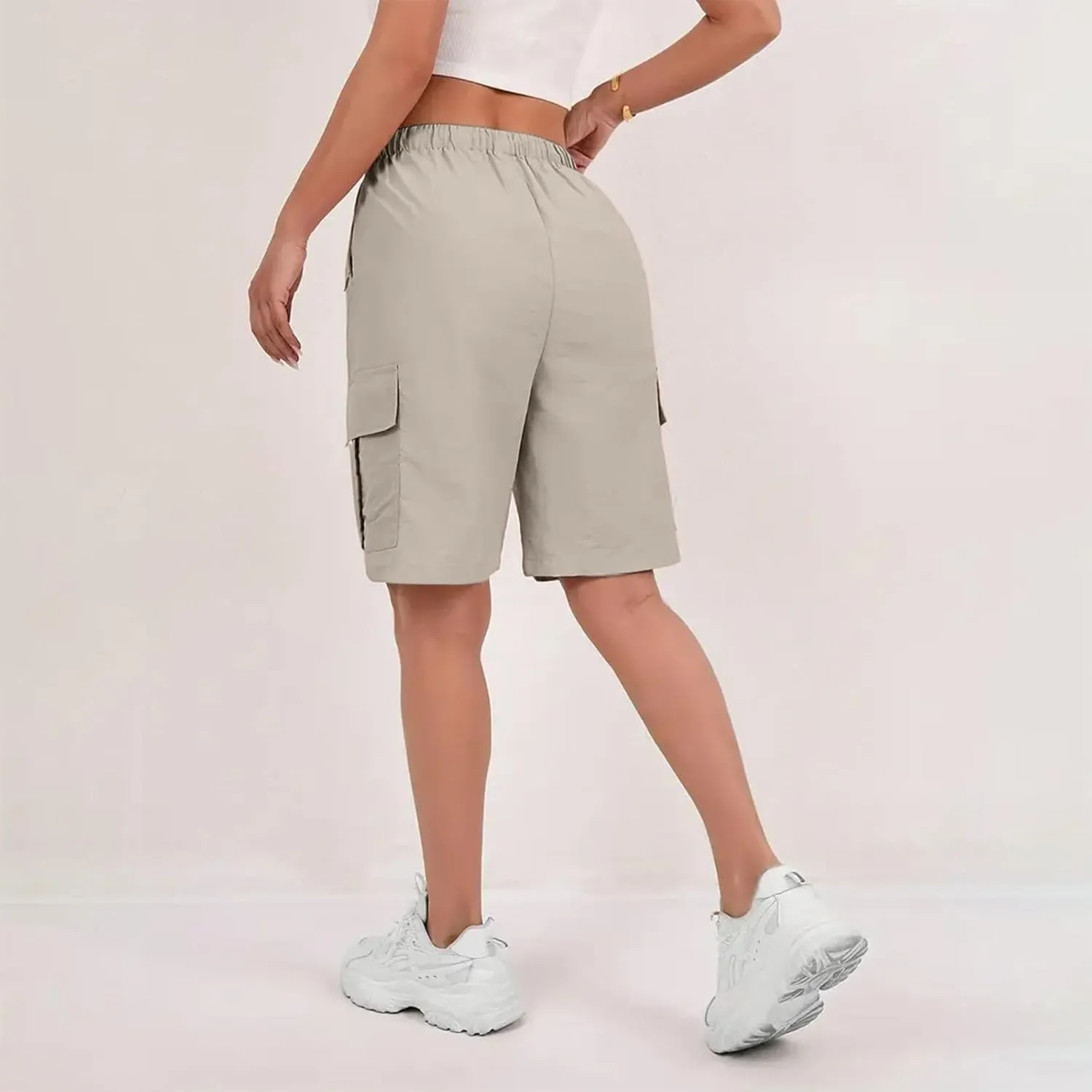 Wide Leg Bermuda Shorts for Women High Waisted Wide Leg Cargo Shorts Summer Baggy Waterproof Hiking Pants with Pockets