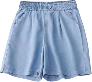 Wide Leg Denim Shorts for Women Stretchy High Waisted Loose Casual Bermuda Jeans Shorts Straigh Realxed Slim Fit Summer Jorts