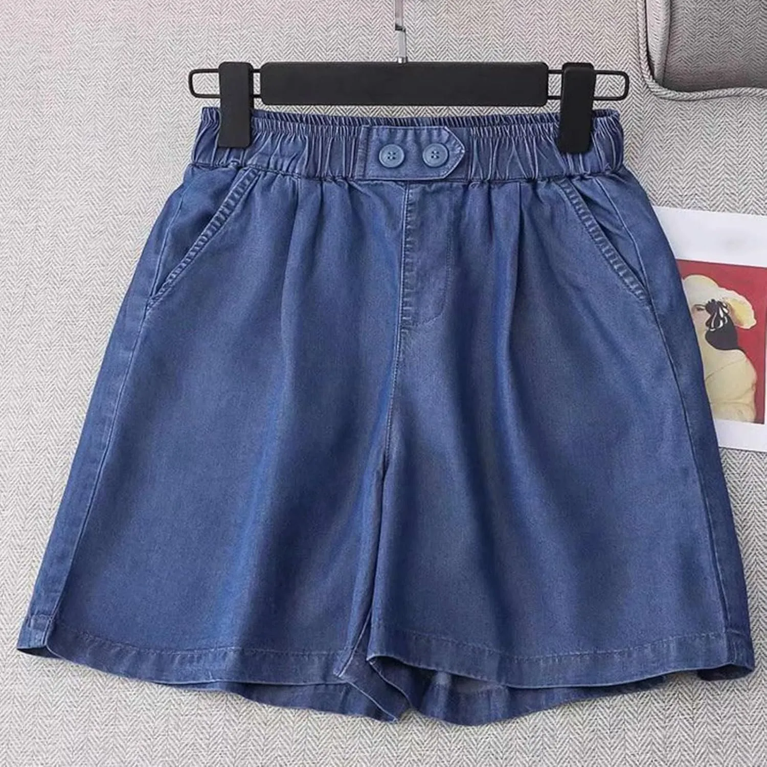 Wide Leg Denim Shorts for Women Stretchy High Waisted Loose Casual Bermuda Jeans Shorts Straigh Realxed Slim Fit Summer Jorts