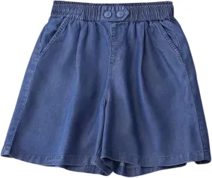 Wide Leg Denim Shorts for Women Stretchy High Waisted Loose Casual Bermuda Jeans Shorts Straigh Realxed Slim Fit Summer Jorts