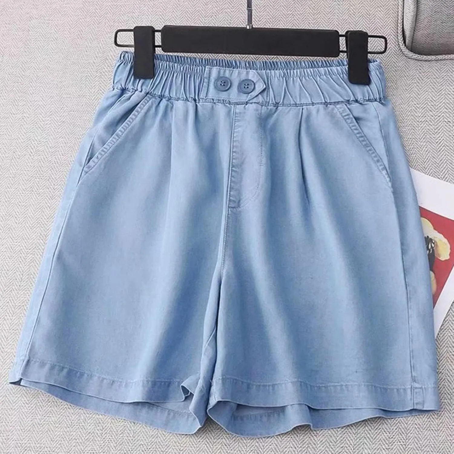 Wide Leg Denim Shorts for Women Stretchy High Waisted Loose Casual Bermuda Jeans Shorts Straigh Realxed Slim Fit Summer Jorts