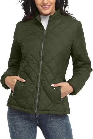 Winter Coats for Women Casual Long Sleeve Warm Quilted Jacket Full Zip Cropped Puffer Coat 2024 Outdoor Outing Outwear