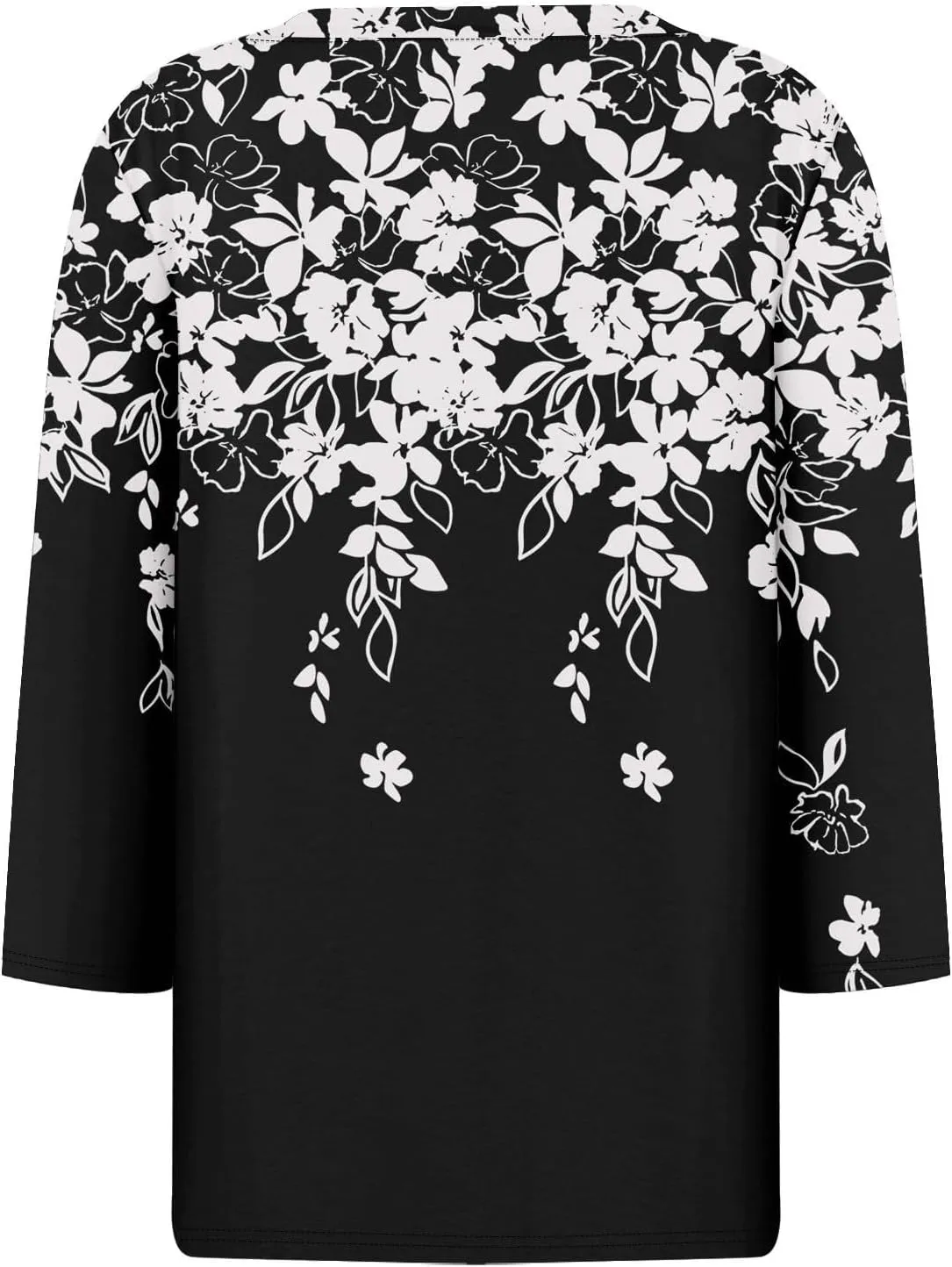 Women 3/4 Sleeve Floral Tops Dressy Casual Summer Blouses T Shirts V Neck Trendy Blouse Tunic Loose Fit Boho Clothing