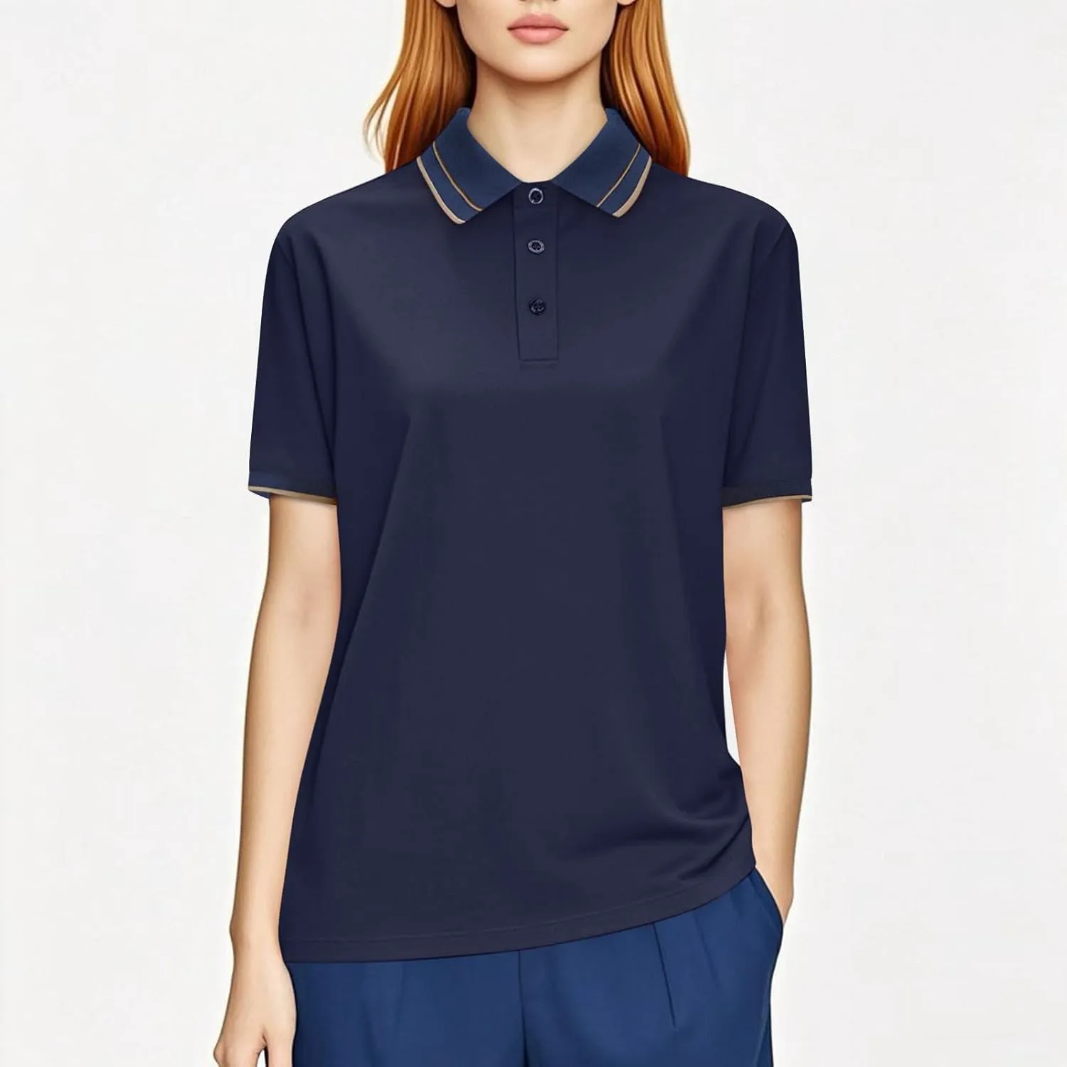 Women Mesh Quick Dry Golf Polo Shirts Summer Color Block Short Sleeve Button Down T-Shirt Lightweight Dressy Casual Work Tops