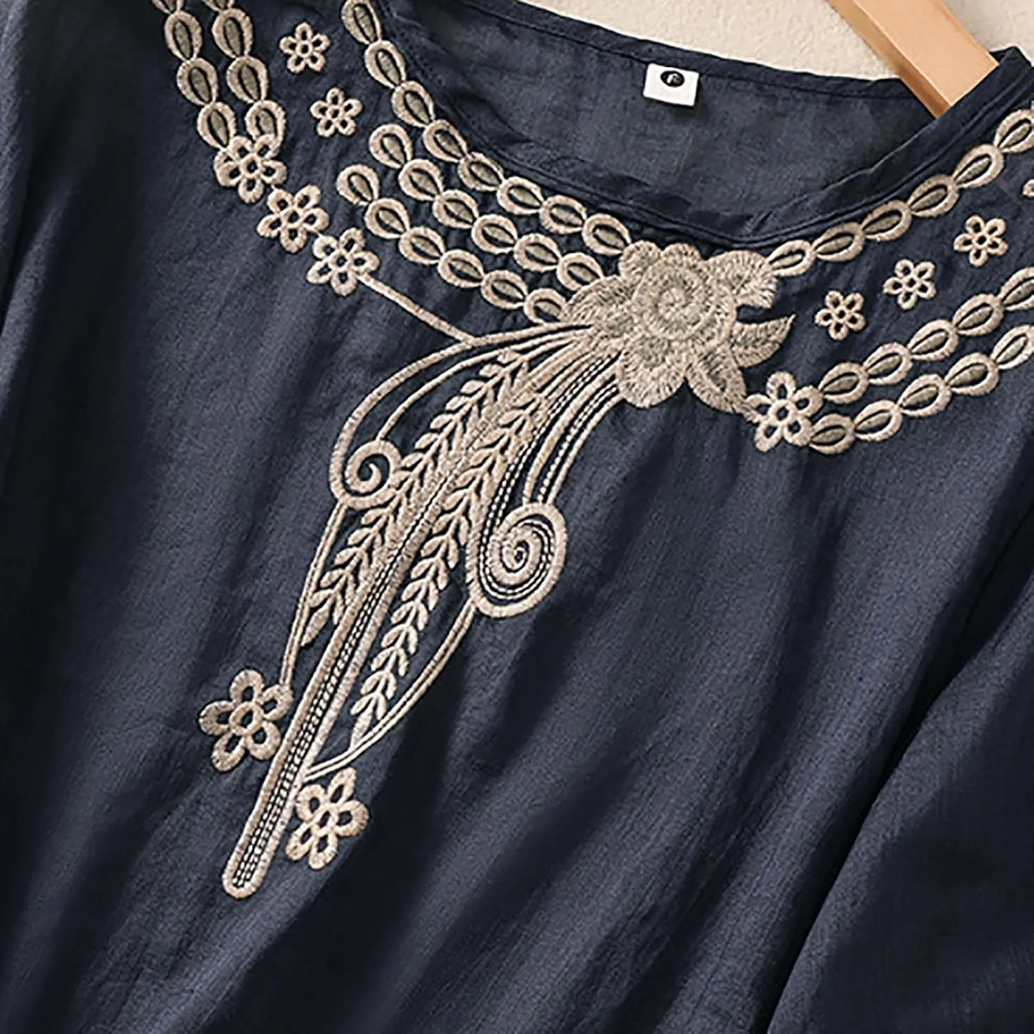 Women Mexican Embroidered Tops Cotton Linen Boho Shirts Guaze Peasant Summer Blouses Trendy Bohemian Clothes
