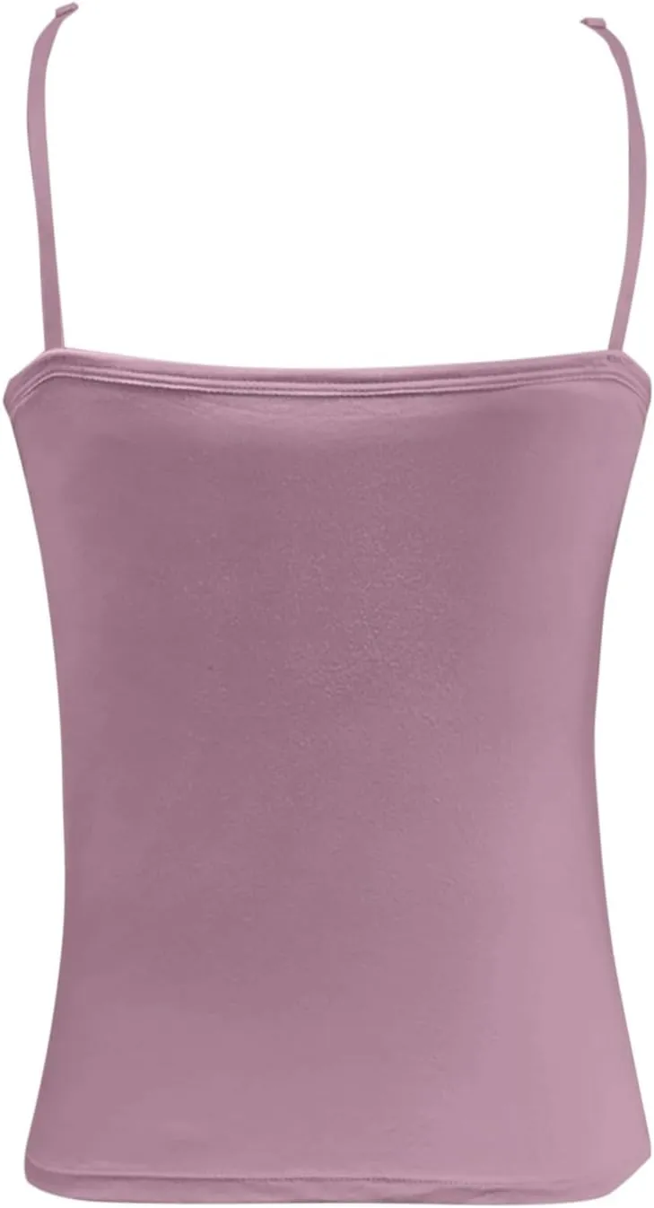 Women Shelf Bra Camisoles Tops Spaghetti Straps Cami Tank Lightweight Cotton Undershirt