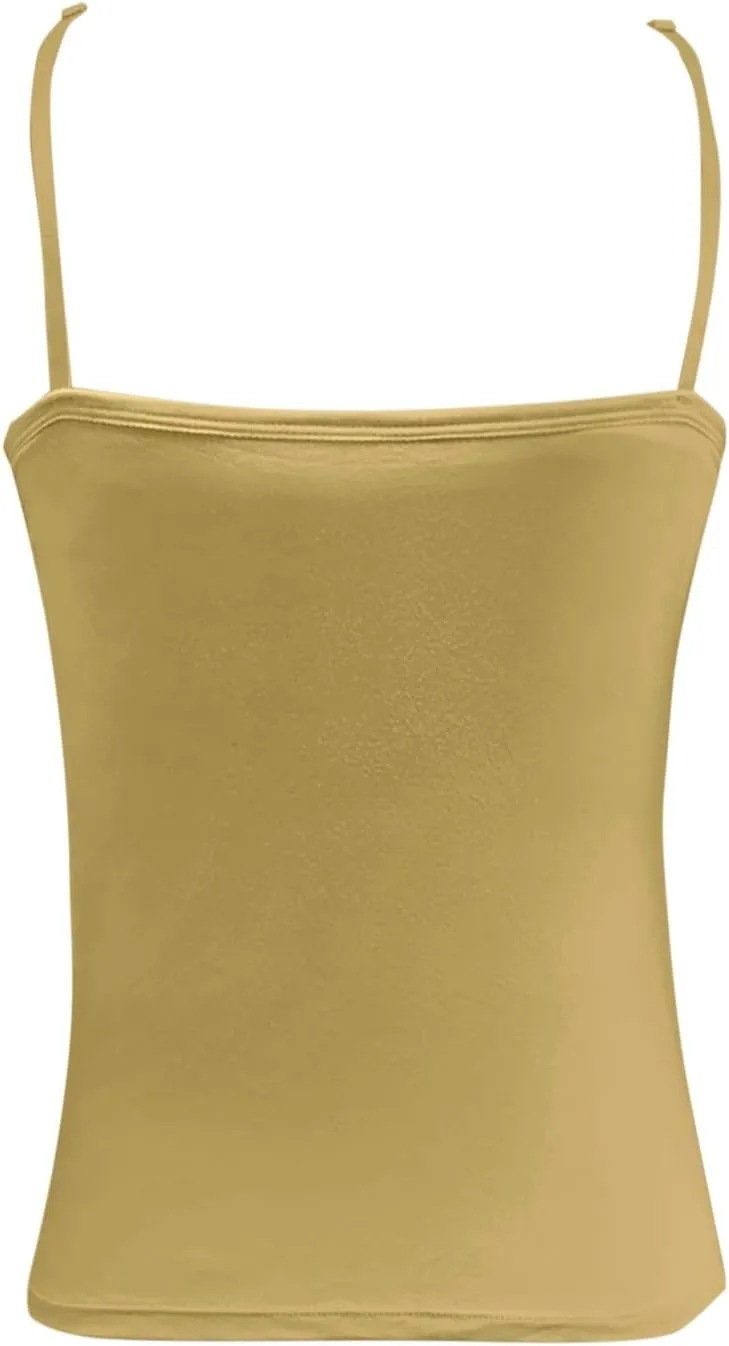 Women Shelf Bra Camisoles Tops Spaghetti Straps Cami Tank Lightweight Cotton Undershirt