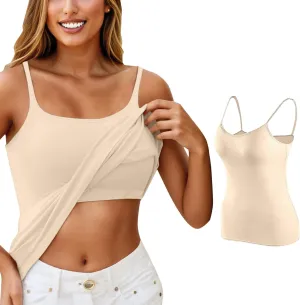 Women Shelf Bra Camisoles Tops Spaghetti Straps Cami Tank Lightweight Cotton Undershirt