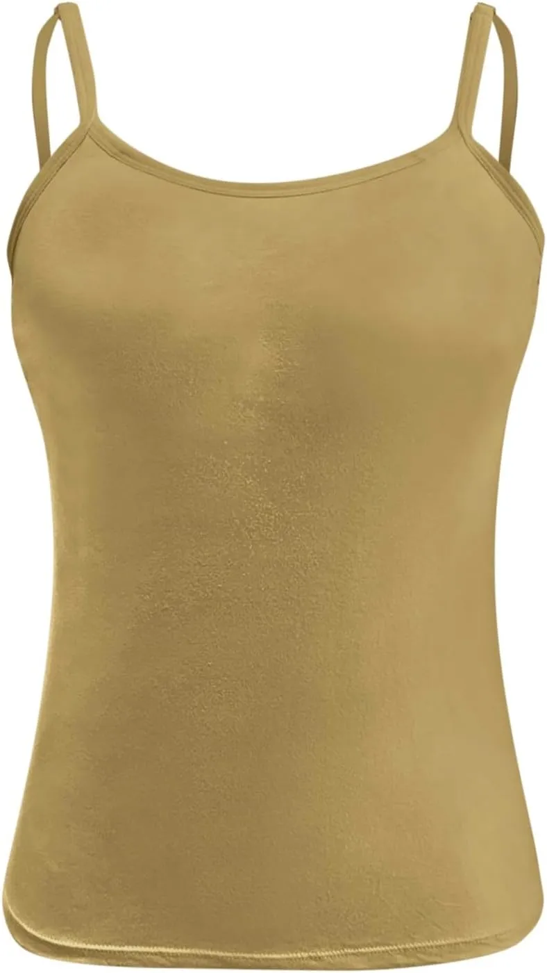 Women Shelf Bra Camisoles Tops Spaghetti Straps Cami Tank Lightweight Cotton Undershirt
