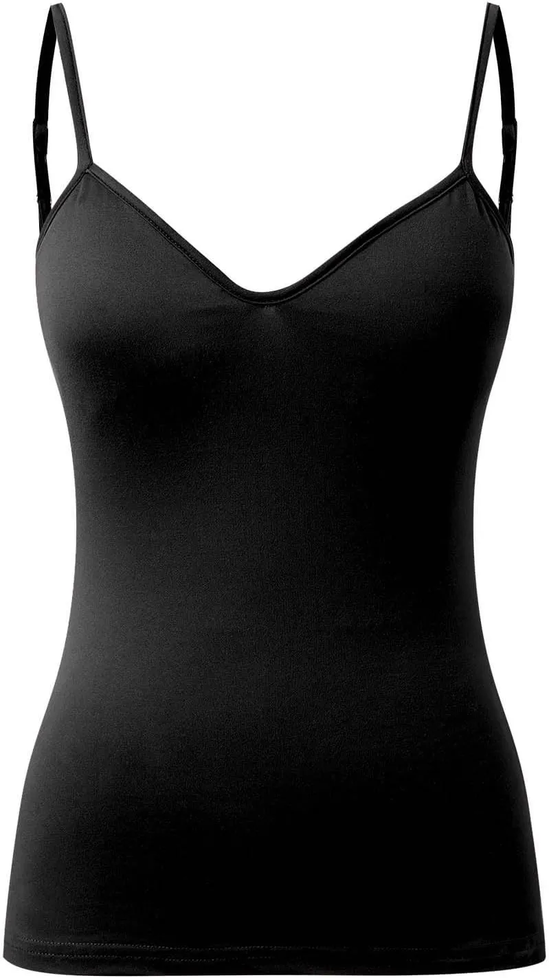 Women Shelf Bra Camisoles Tops Spaghetti Straps Cami Tank Lightweight Cotton Undershirt