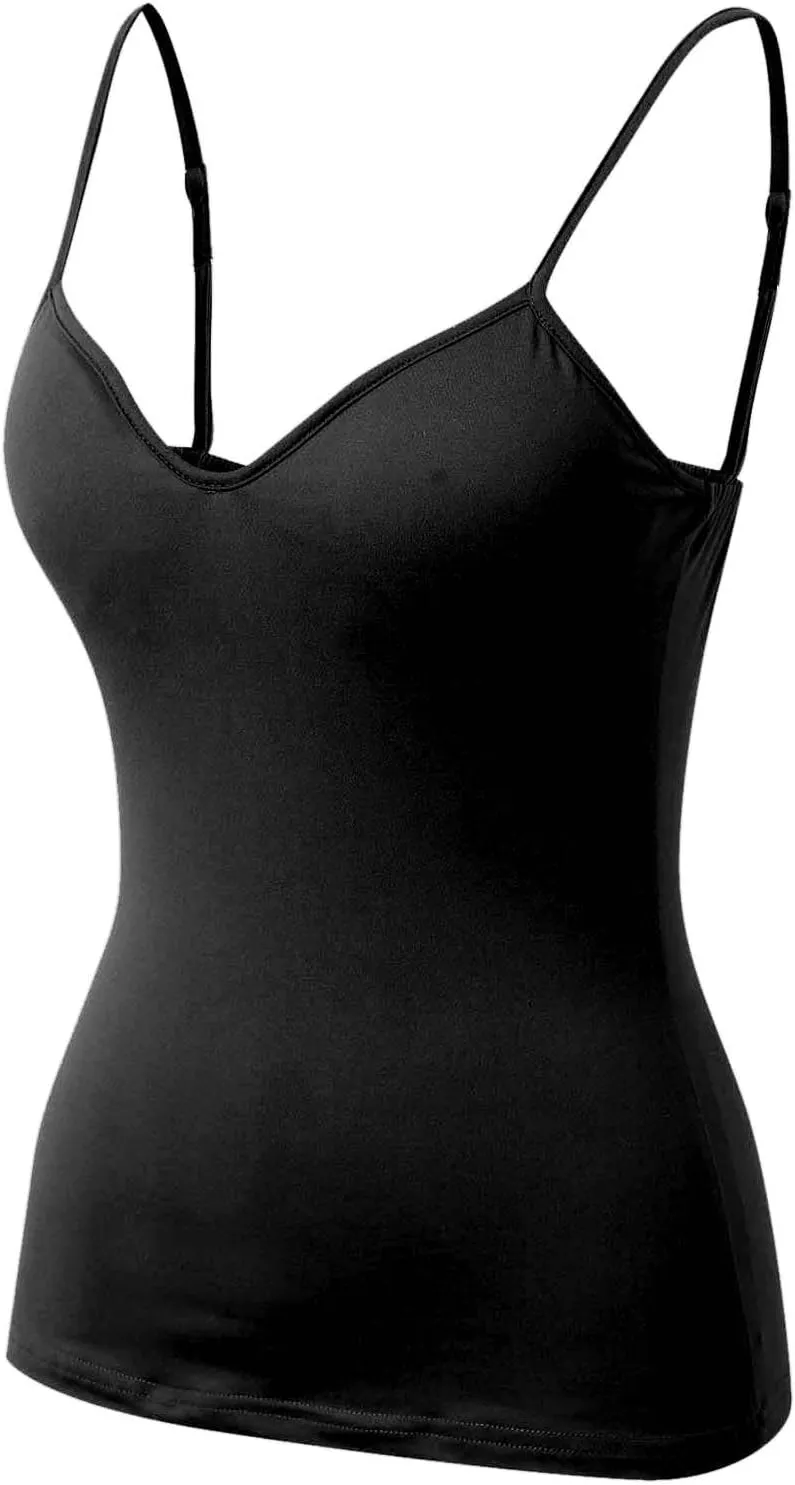 Women Shelf Bra Camisoles Tops Spaghetti Straps Cami Tank Lightweight Cotton Undershirt