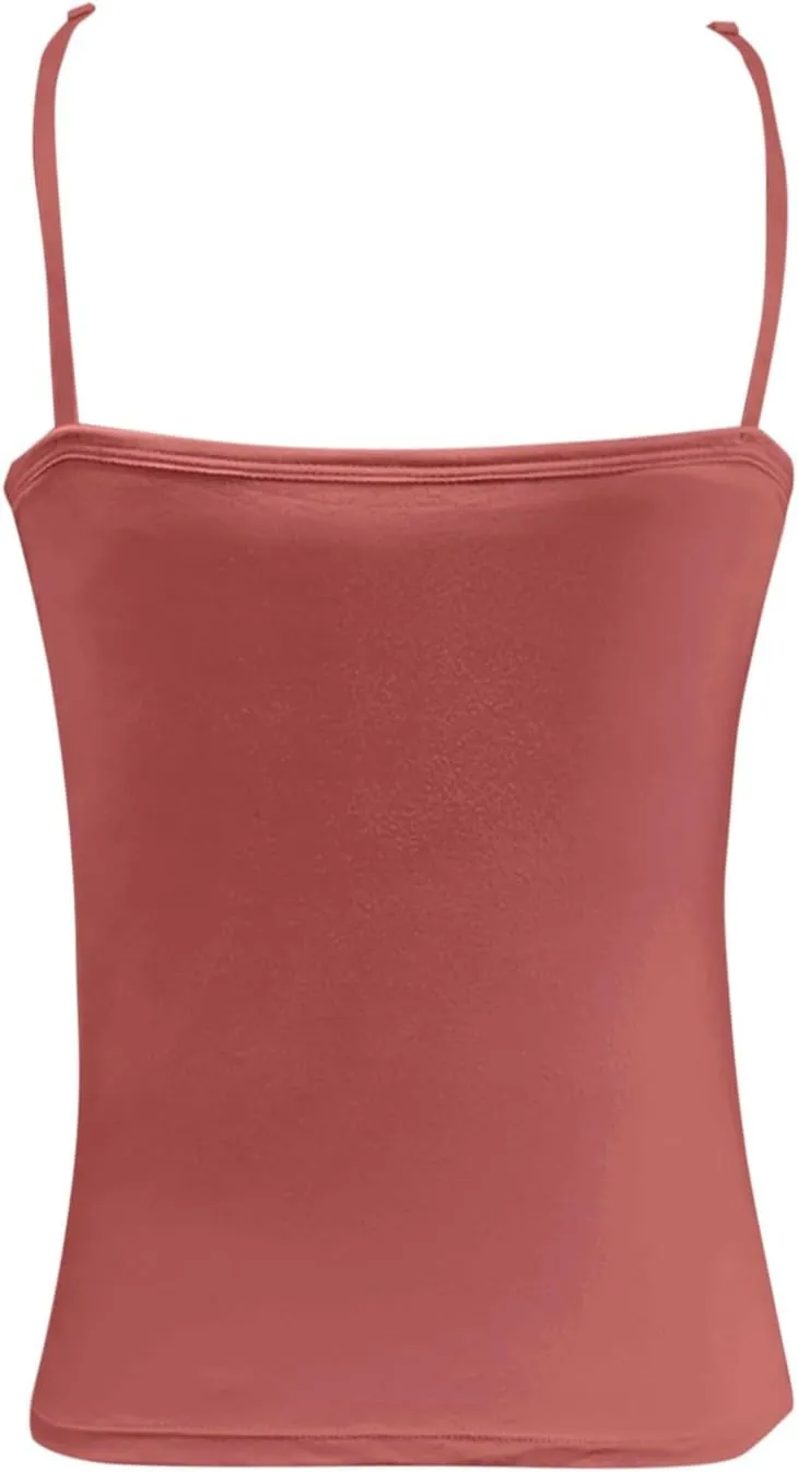 Women Shelf Bra Camisoles Tops Spaghetti Straps Cami Tank Lightweight Cotton Undershirt