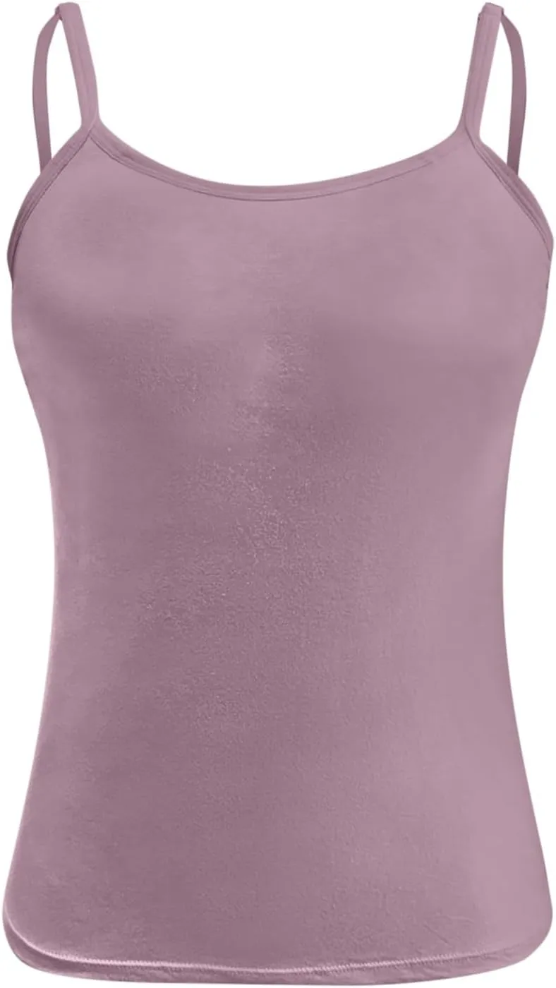 Women Shelf Bra Camisoles Tops Spaghetti Straps Cami Tank Lightweight Cotton Undershirt