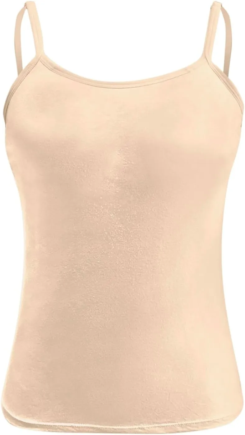 Women Shelf Bra Camisoles Tops Spaghetti Straps Cami Tank Lightweight Cotton Undershirt