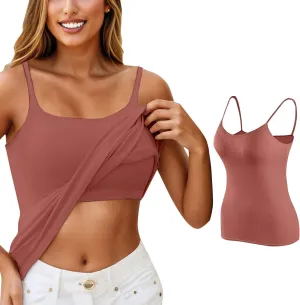 Women Shelf Bra Camisoles Tops Spaghetti Straps Cami Tank Lightweight Cotton Undershirt
