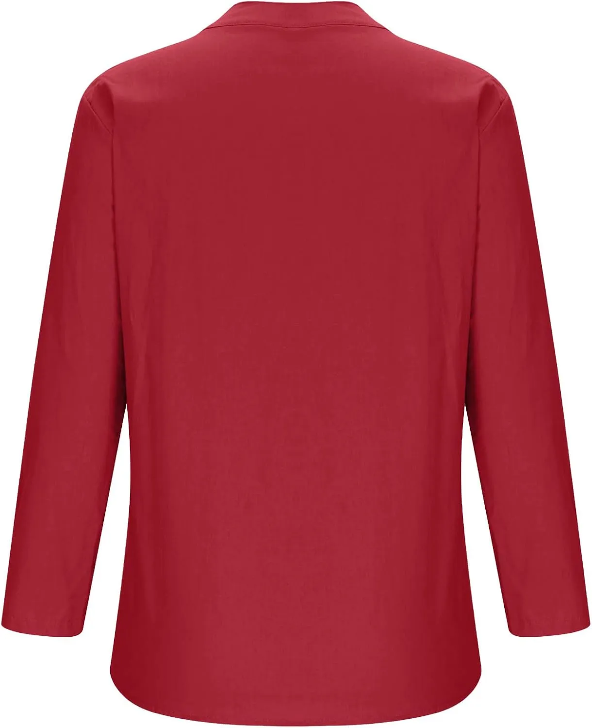 Women Summer Linen Shirts 3/4 Sleeve Cotton Blouse V Neck Button Tunic Tops Trendy Dressy Causal Clothing 2024