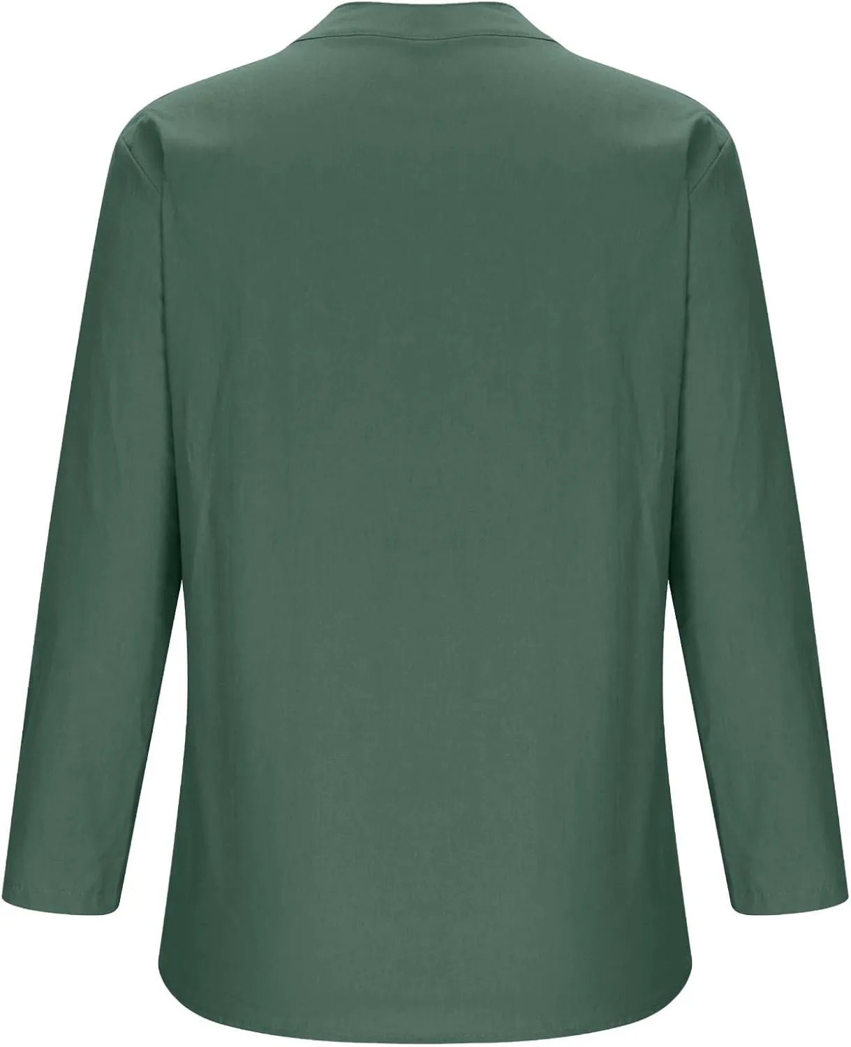 Women Summer Linen Shirts 3/4 Sleeve Cotton Blouse V Neck Button Tunic Tops Trendy Dressy Causal Clothing 2024