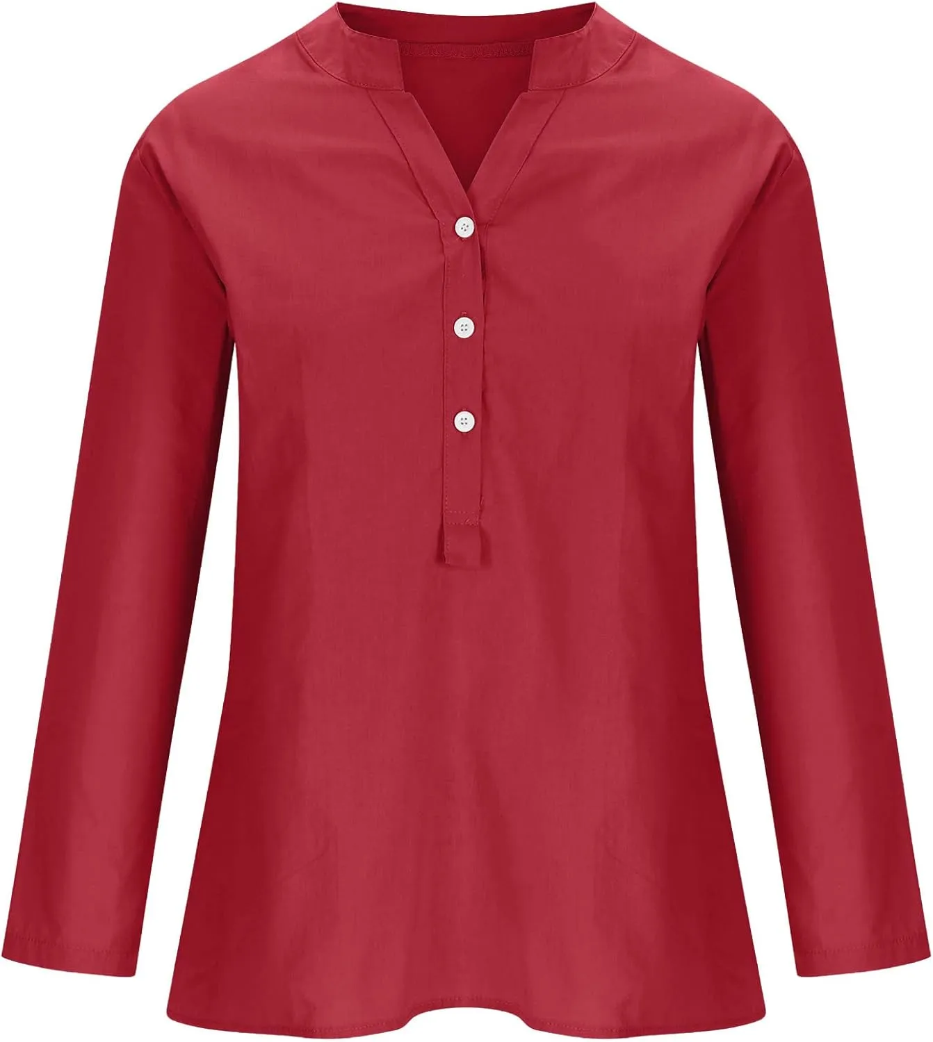 Women Summer Linen Shirts 3/4 Sleeve Cotton Blouse V Neck Button Tunic Tops Trendy Dressy Causal Clothing 2024